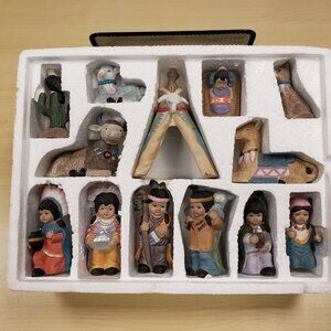 Thirteen Piece Native American Nativity Set - Porcelain - Albert E. Price Inc.